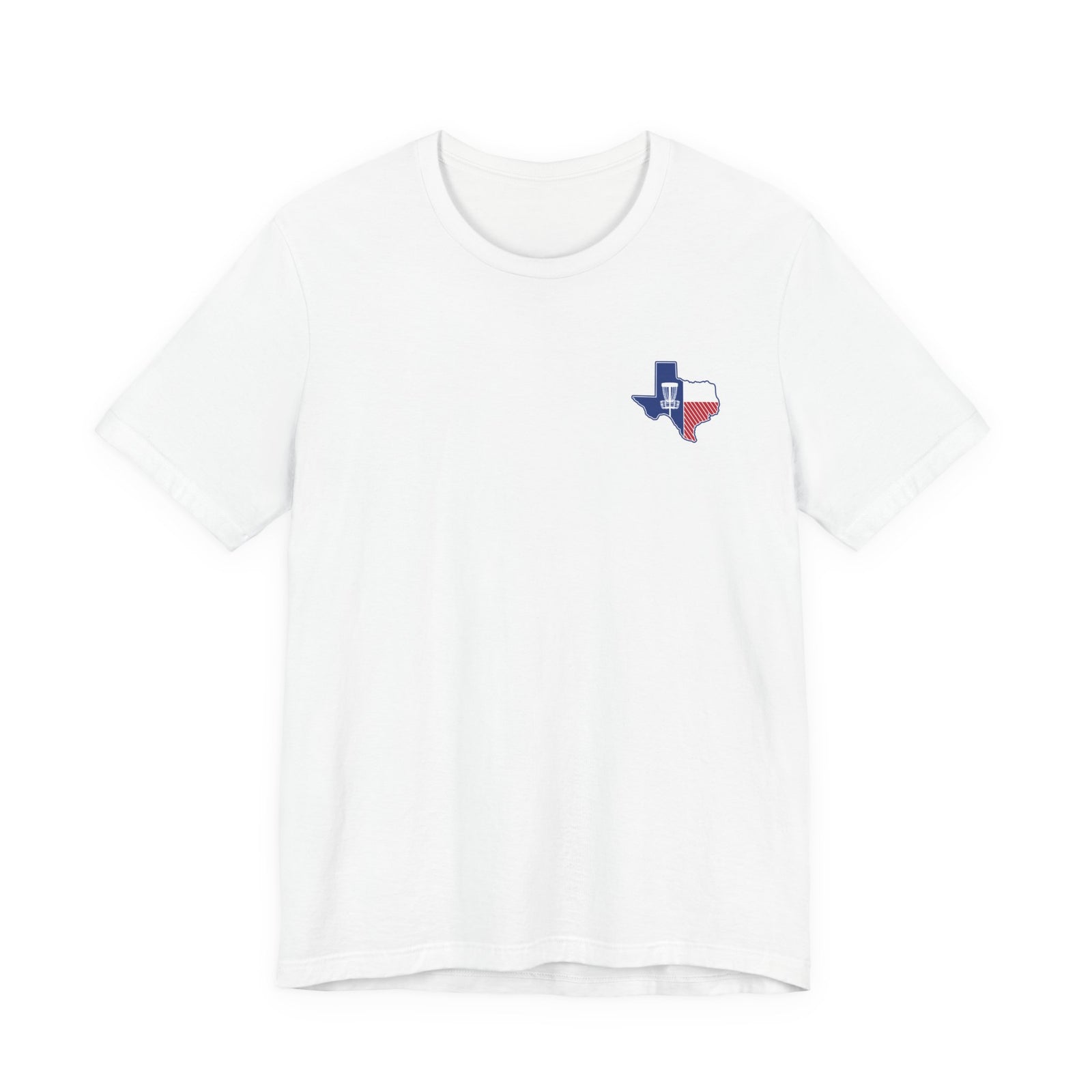 Texas disc golf basket T-shirt product mockup, view 1