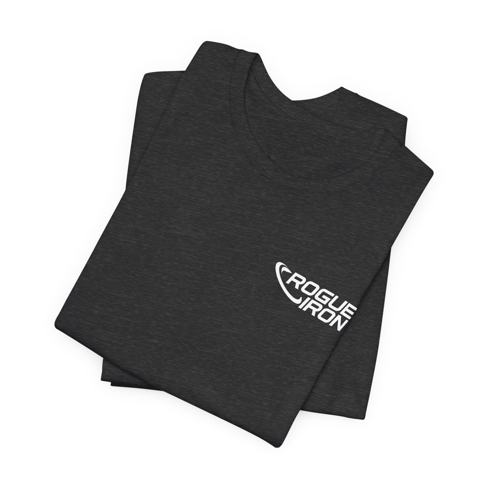 Rogue Iron logo disc golf T-shirt product mockup, view 16