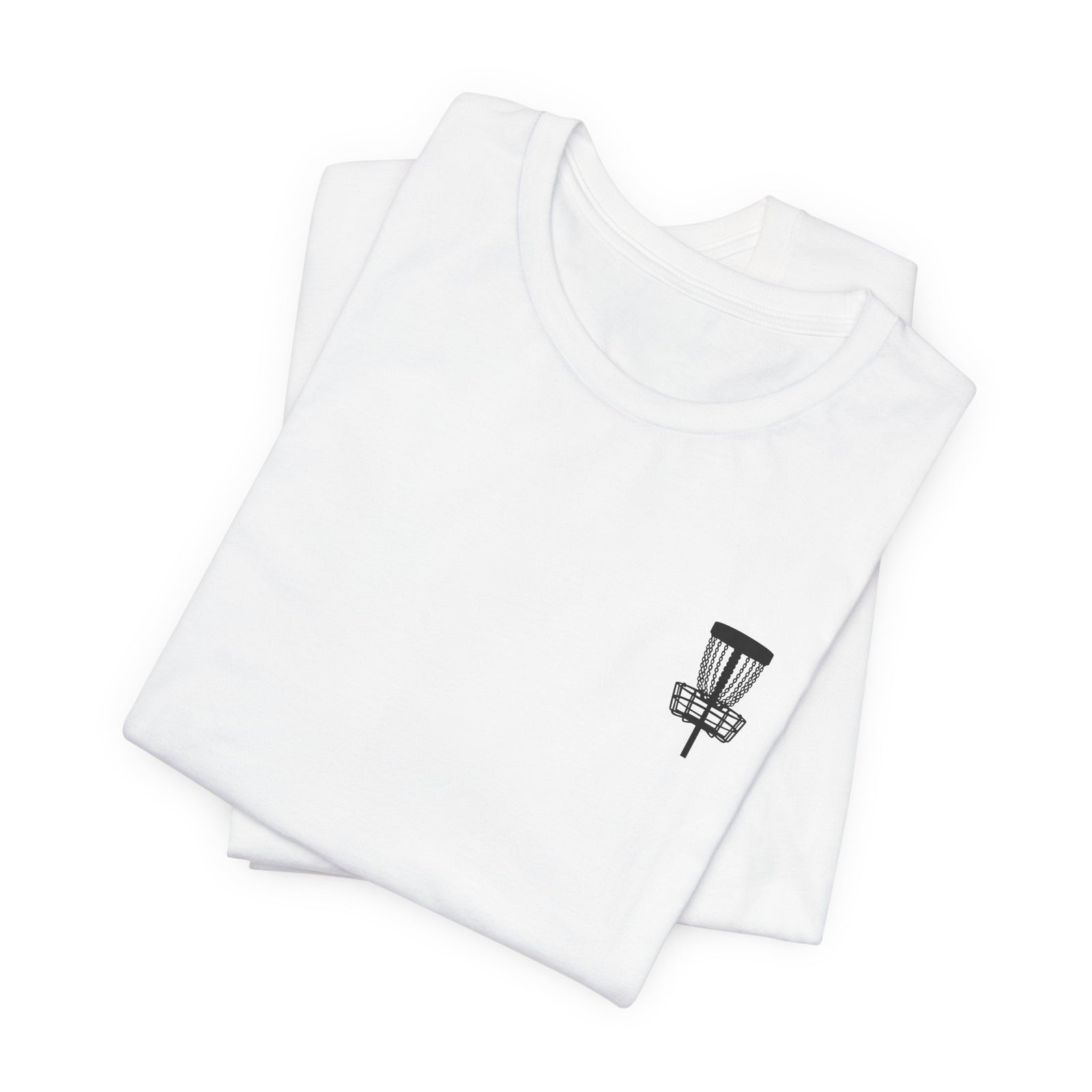 Rogue Iron disc golf basket T-shirt product mockup, view 7