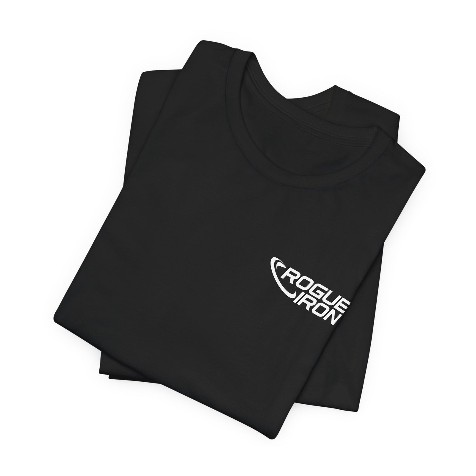 Rogue Iron logo disc golf T-shirt product mockup, view 13