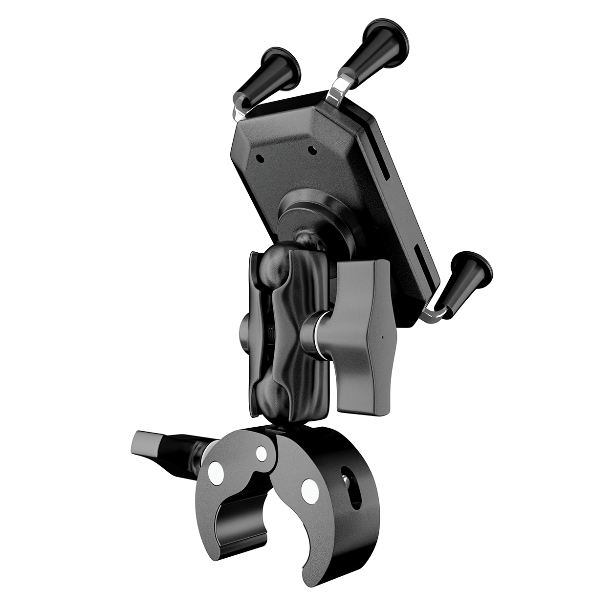 Tool-free phone mount attached to a disc golf cart