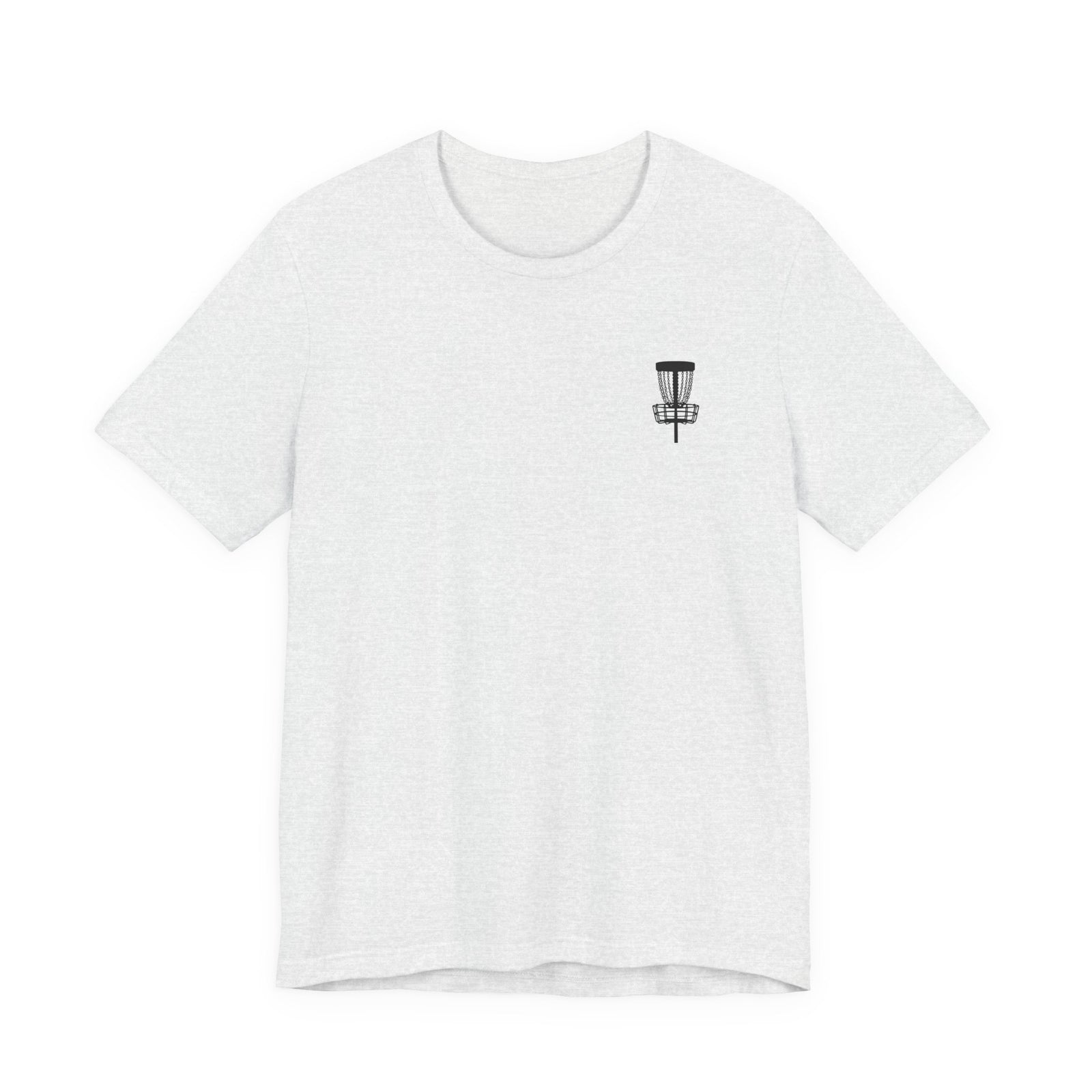 Rogue Iron disc golf basket T-shirt product mockup, view 2