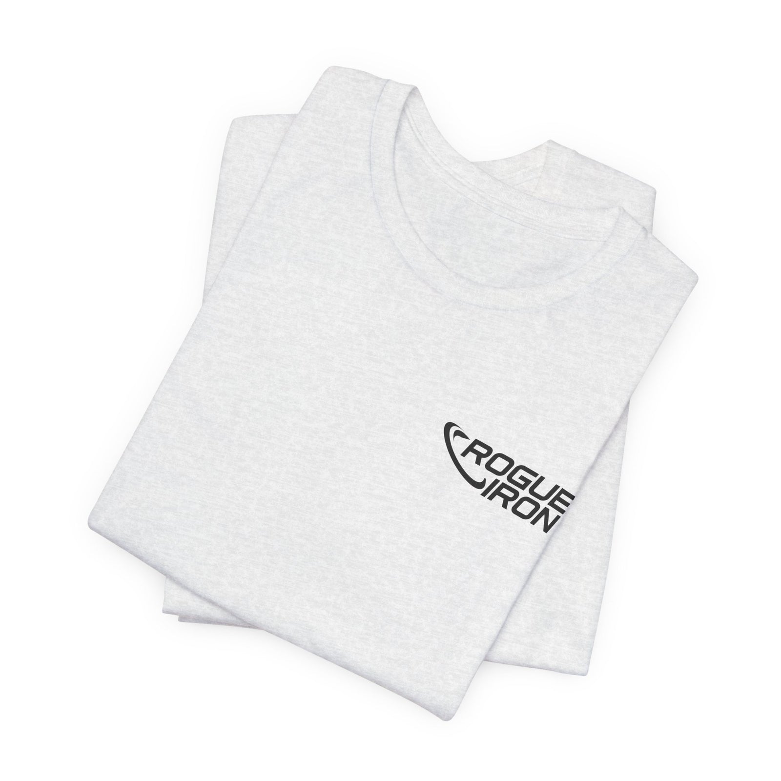 Rogue Iron logo disc golf T-shirt product mockup, view 10