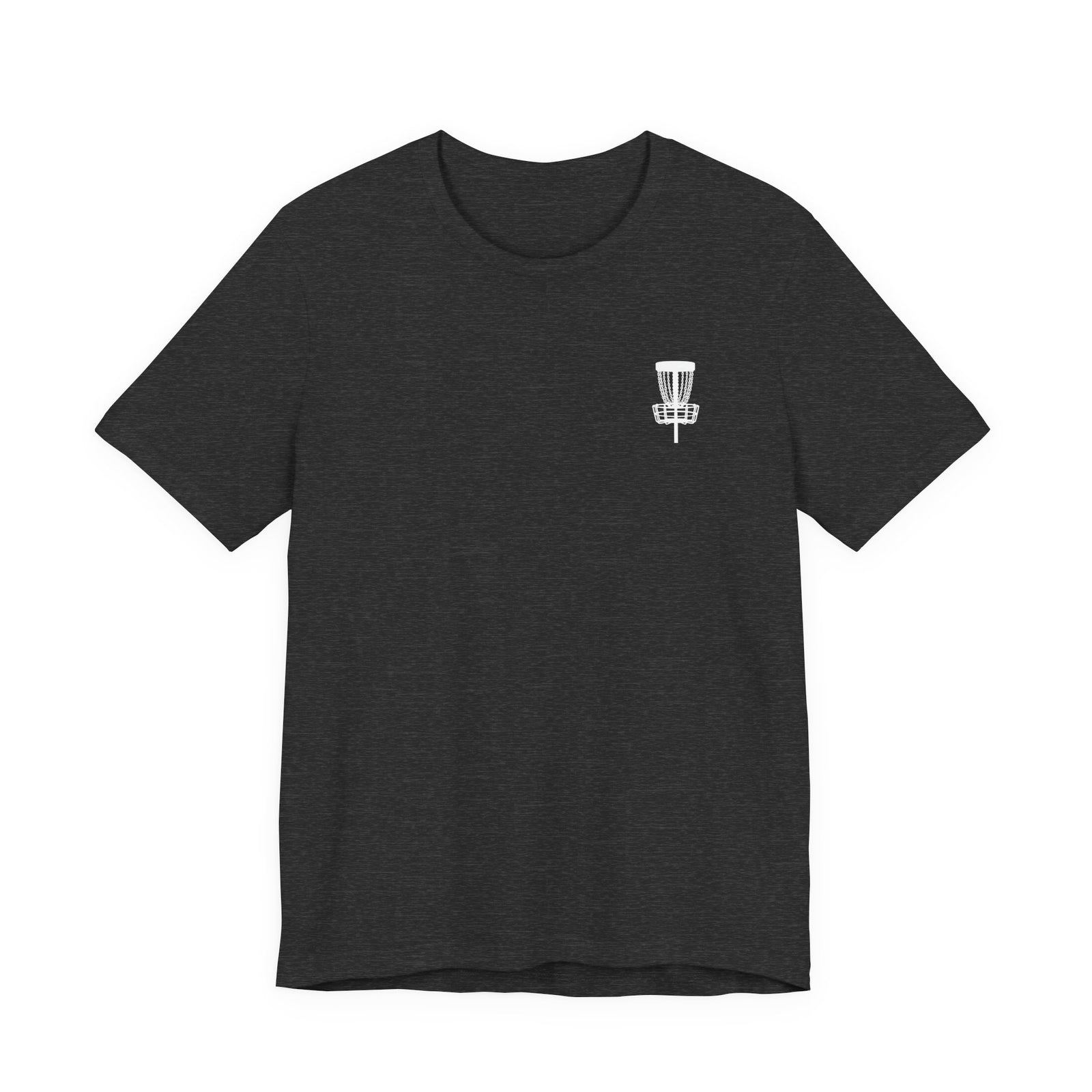 Rogue Iron disc golf basket T-shirt product mockup, view 4