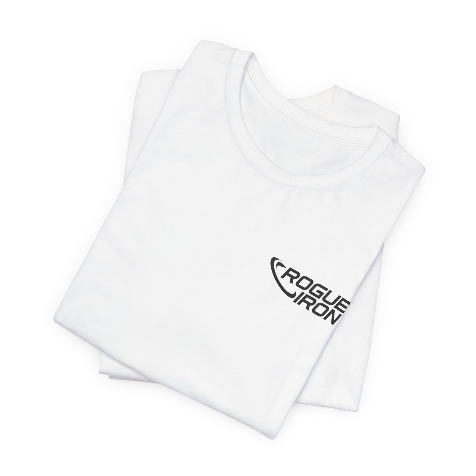 Rogue Iron logo disc golf T-shirt product mockup, view 7