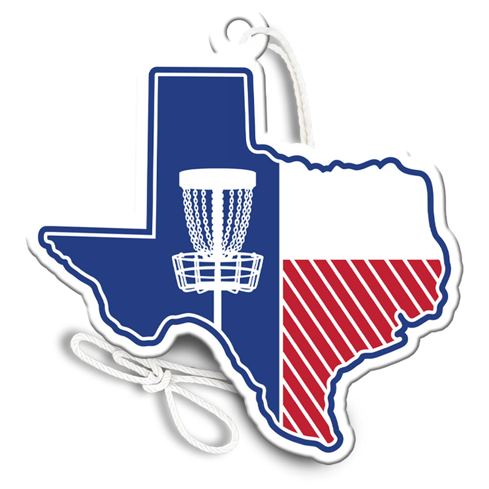 Texas-shaped disc golf basket air freshener, view 2