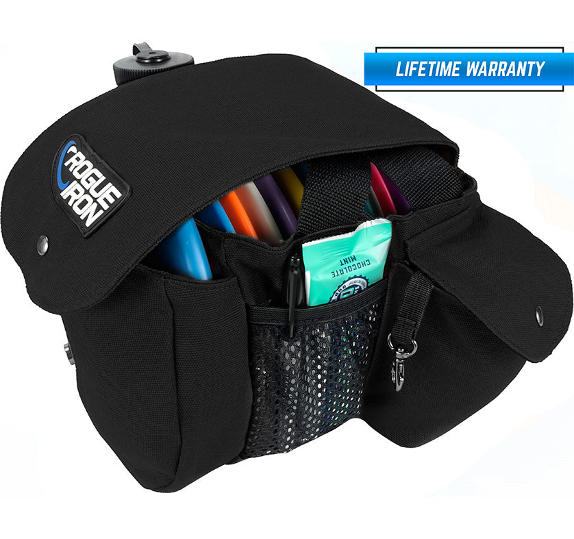 Black disc golf Sling Bag front view