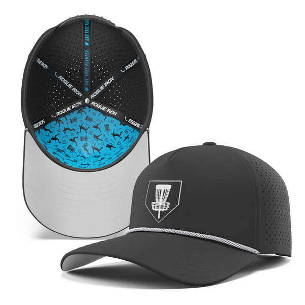 Rogue Iron water-resistant disc golf performance hat, view 1