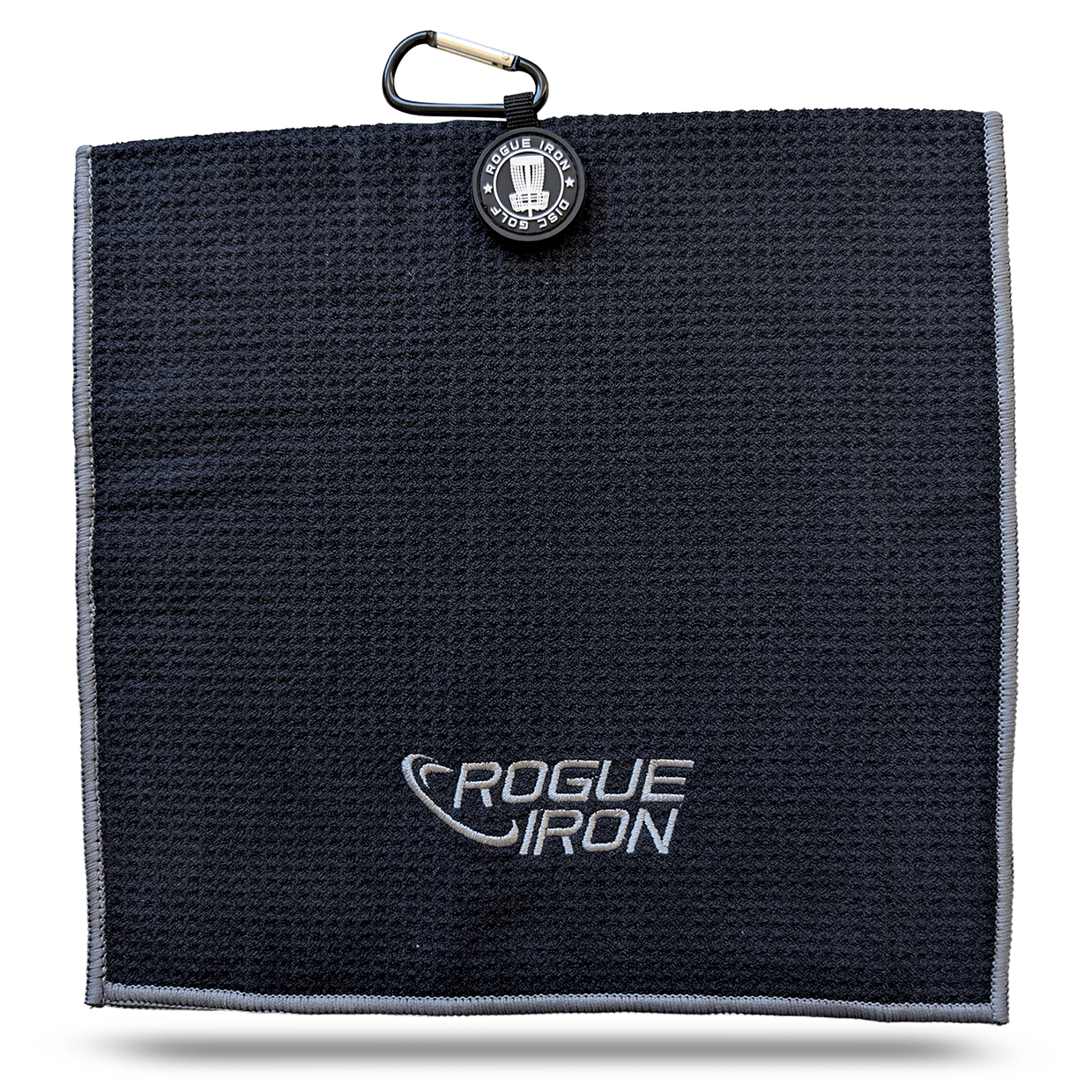 Black magnetic disc golf towel alternate view
