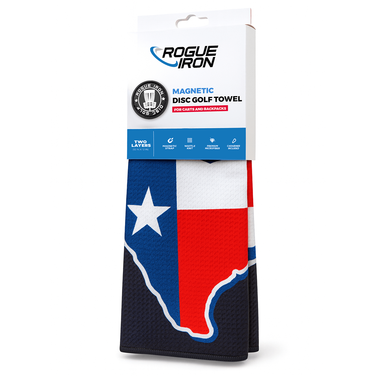 Texas magnetic disc golf towel front view