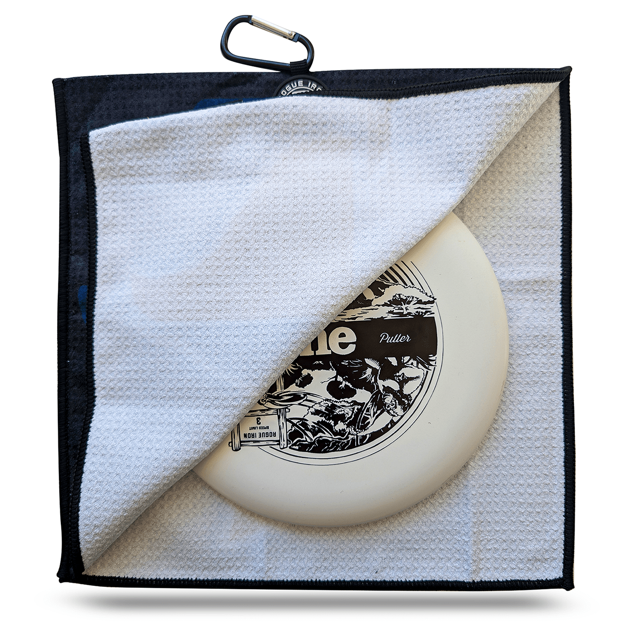 Texas magnetic disc golf towel detail view