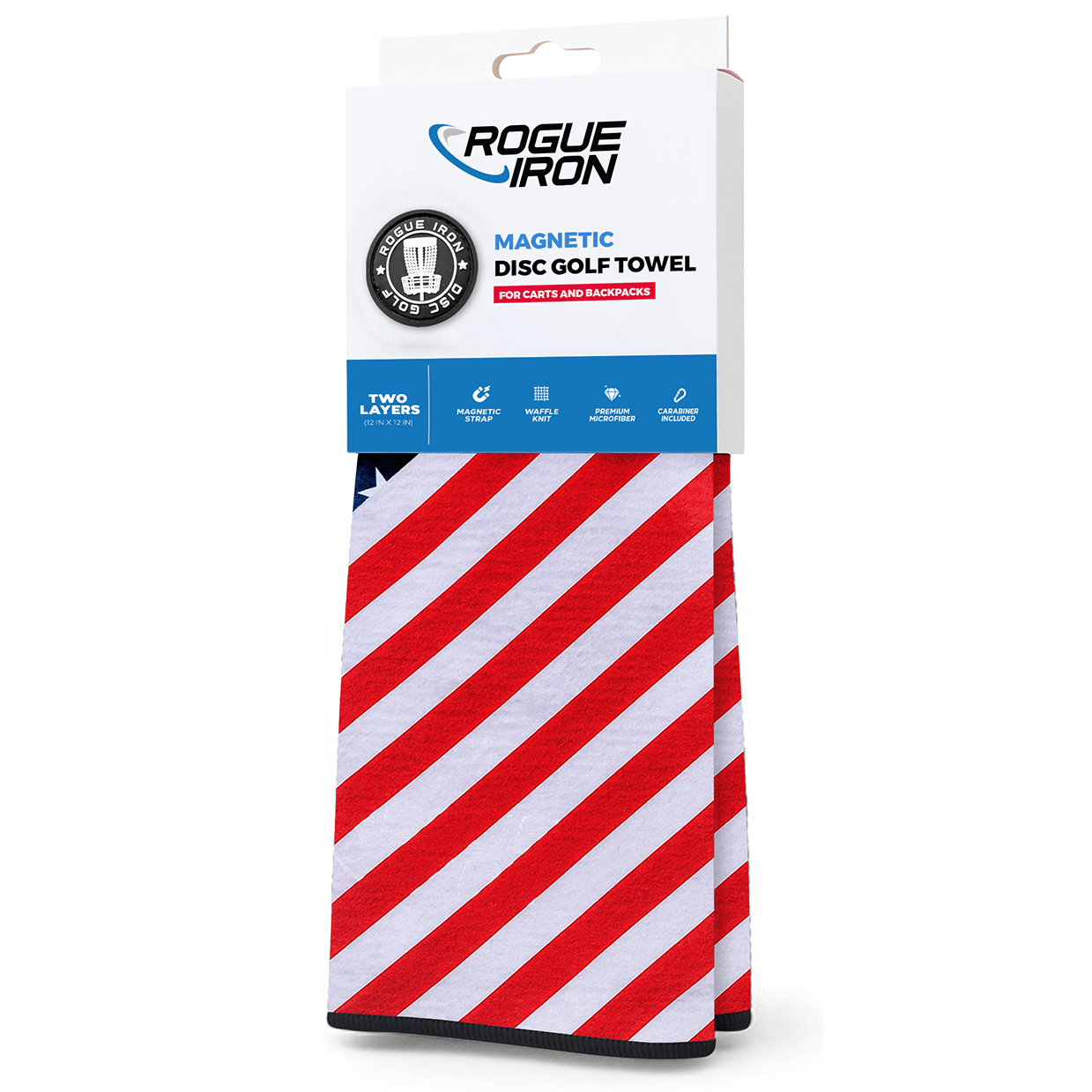USA magnetic disc golf towel front view