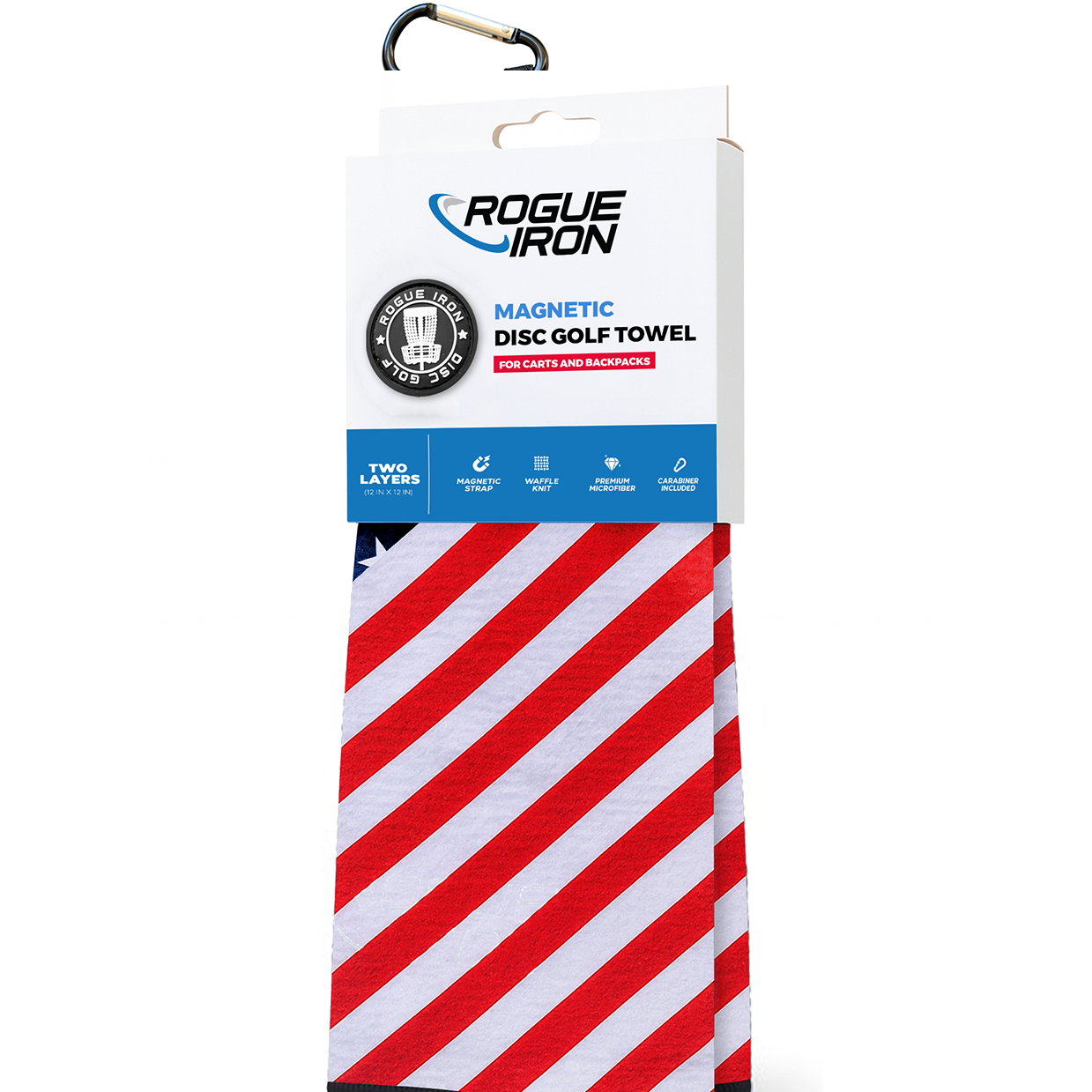USA magnetic disc golf towel front view