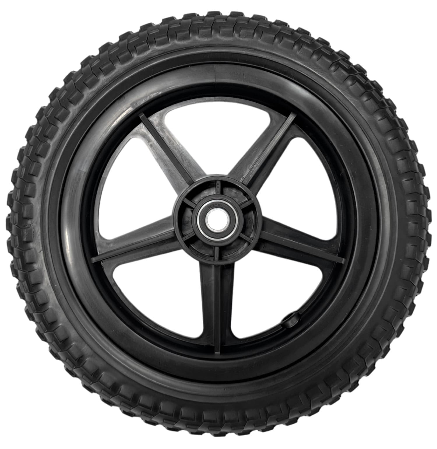 Solid-foam disc golf cart wheels with sealed bearings, view 2
