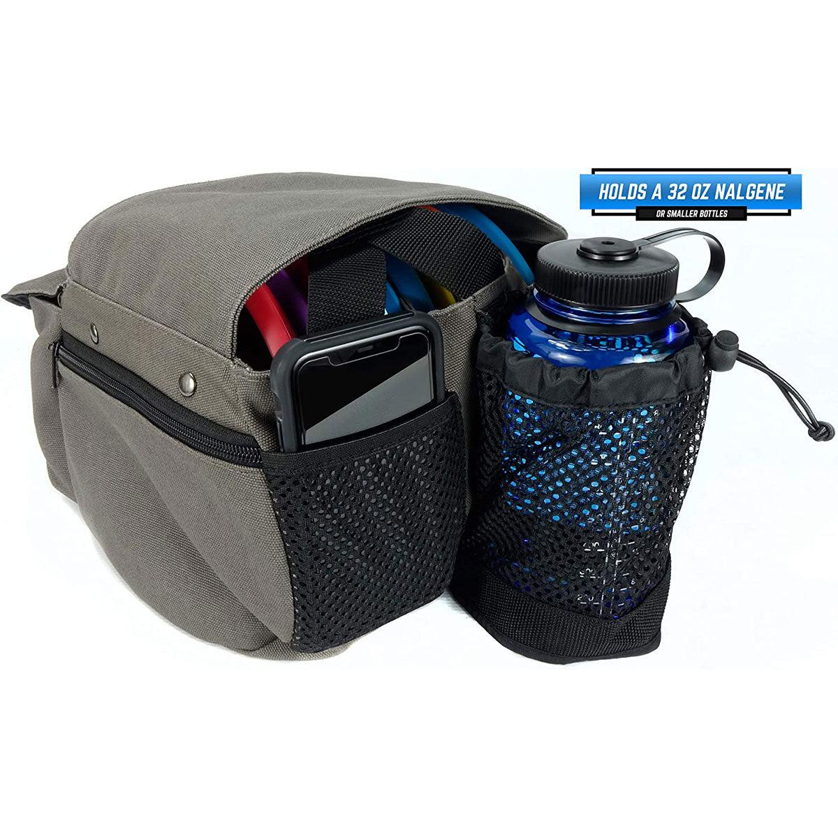 Compact disc golf bag storage pockets